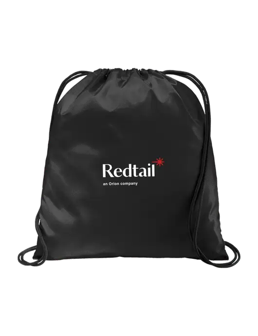 Drawstring  Black Cinch Pack w/Redtail Logo