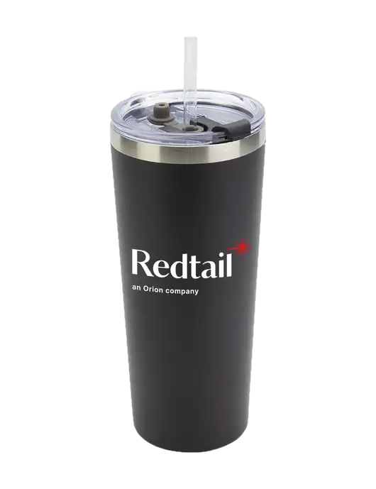 Brighton Black 20 oz Insulated Tumbler & Straw w/Redtail Logo