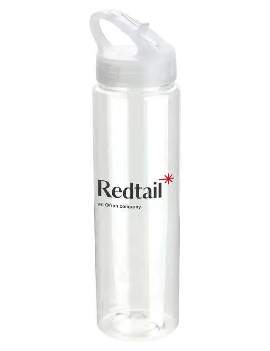 Buddy Clear 32 oz PET Bottle with Flip Lid w/Redtail Logo