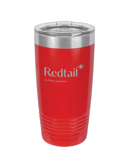 Polar Camel 20 oz Powder Coated Red Vacuum Insulated Tumbler w/Redtail Logo