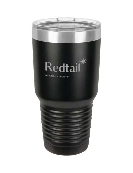 Polar Camel 30 oz Powder Coated Black Vacuum Insulated Tumbler w/Redtail Logo