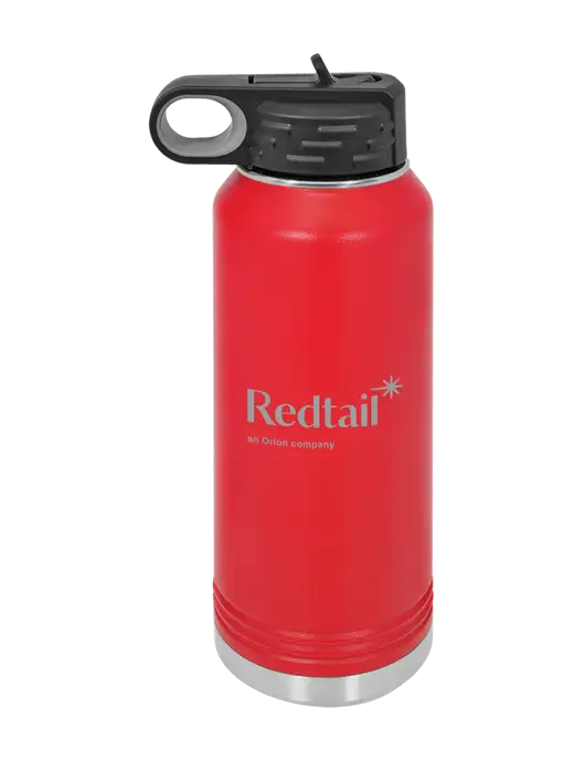 Polar Camel 32 oz Powder Coated Red Vacuum Insulated Water Bottle w/Redtail Logo