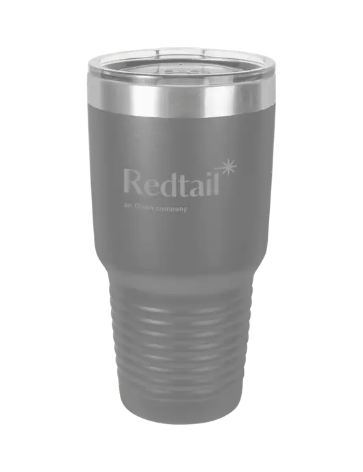 Polar Camel 30 oz Powder Coated Grey Vacuum Insulated Tumbler w/Redtail Logo