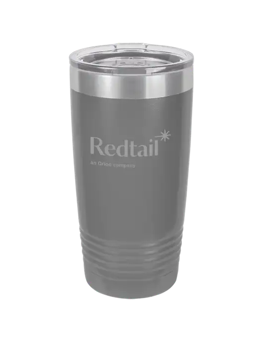 Polar Camel 20 oz Powder Coated Grey Vacuum Insulated Tumbler  w/Redtail Logo