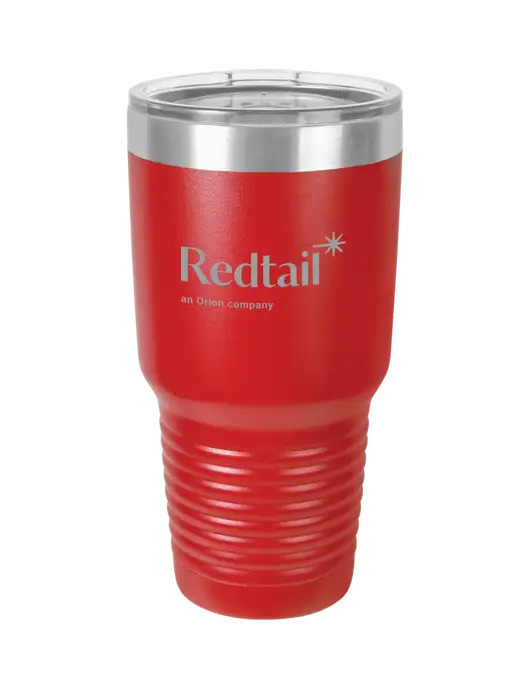 Polar Camel 30 oz Powder Coated Red Vacuum Insulated Tumbler  w/Redtail Logo