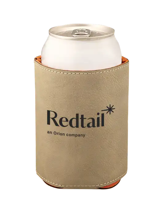 Tan Leatherette Beverage Holder w/Redtail Logo