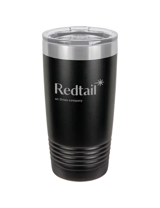 Polar Camel 20 oz Powder Coated Black Vacuum Insulated Tumbler w/Redtail Logo