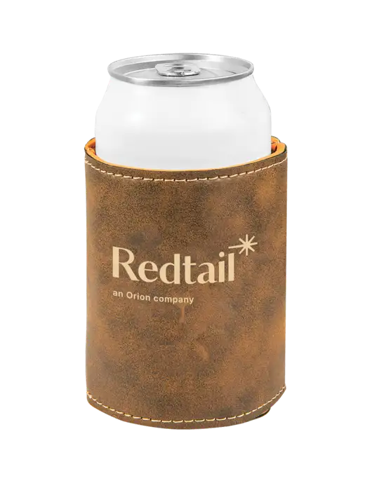 Rustic Leatherette Beverage Holder w/Redtail Logo