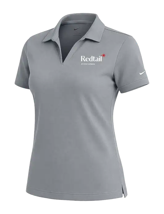 NIKE Medium Grey Womens Dri-Fit Micro Pique Polo w/Redtail Logo