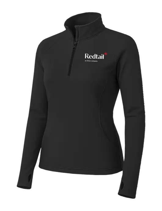 Charcoal Grey Womens Sport Wick Stretch 1/4 Zip Pullover w/Redtail Logo