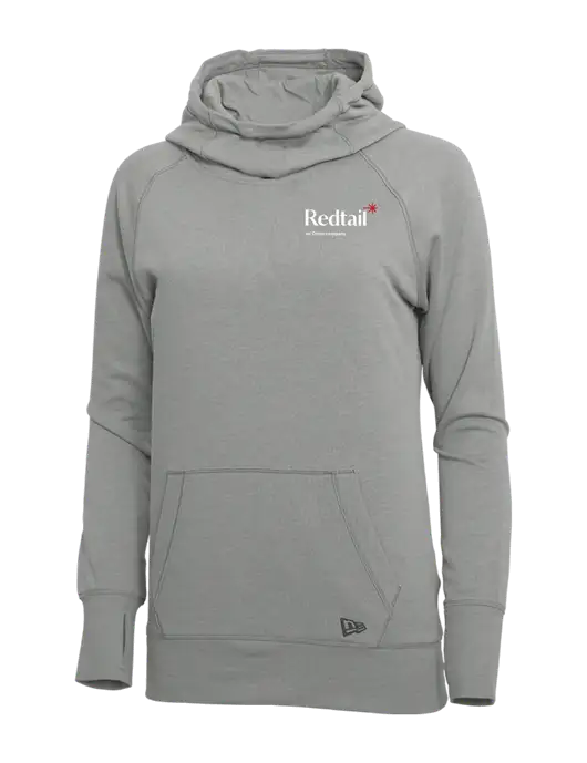 New Era Shadow Grey Heather Womens Tri-Blend Fleece Pullover Hoodie w/Redtail Logo