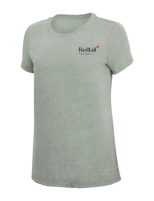 Womens Simply Soft Heathered Light Grey 4.5oz Poly/Combed Ring Spun Cotton T-Shirt w/Redtail Logo
