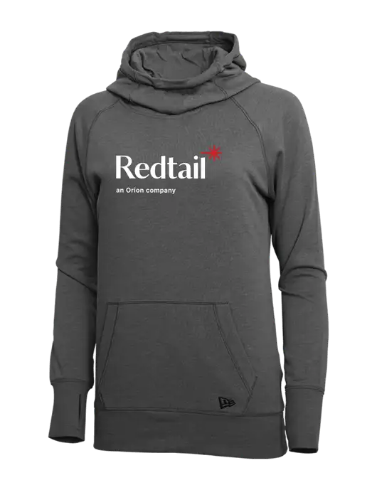 New Era Black Heather Womens Tri-Blend Fleece Pullover Hoodie w/Redtail Logo