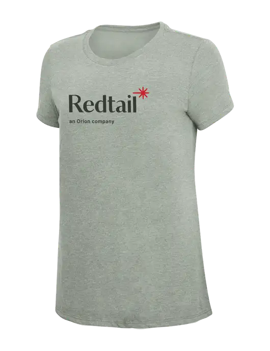 Womens Simply Soft Heathered Light Grey 4.5oz Poly/Combed Ring Spun Cotton T-Shirt w/Redtail Logo