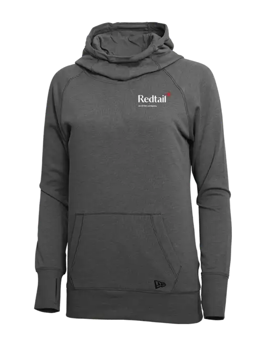 New Era Black Heather Womens Tri-Blend Fleece Pullover Hoodie w/Redtail Logo