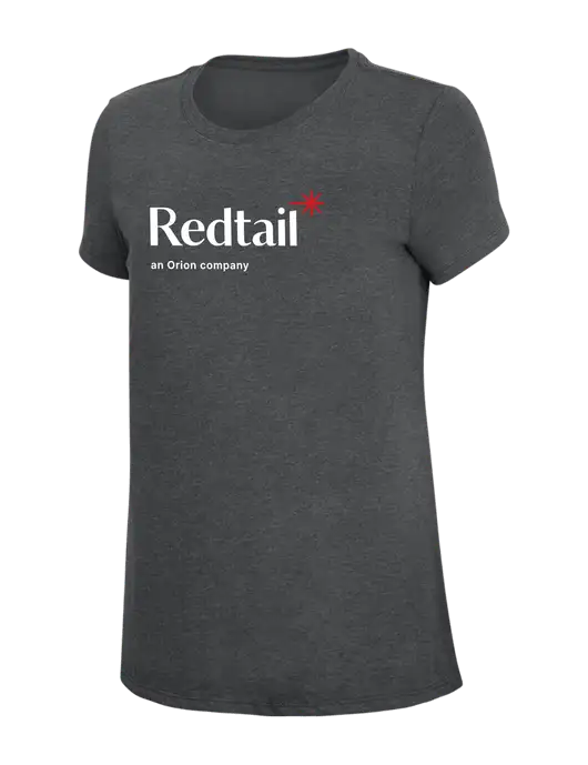 Womens Simply Soft Charcoal 4.5oz Poly/Combed Ring Spun Cotton T-Shirt w/Redtail Logo