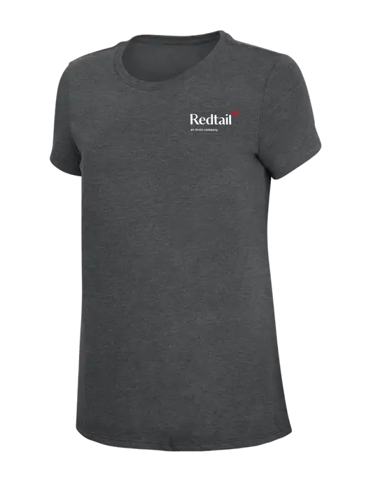 Womens Simply Soft Charcoal 4.5oz Poly/Combed Ring Spun Cotton T-Shirt w/Redtail Logo