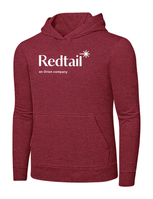 Heather Red 7.8 oz Ring Spun Hooded Sweatshirt w/Redtail Logo