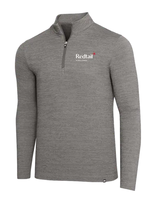 TravisMathew Medium Grey Heather Crestview 1/4 Zip w/Redtail Logo