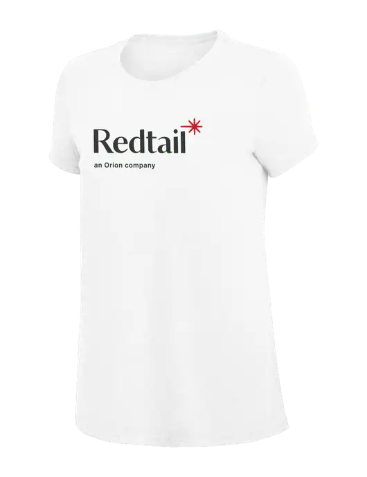 Womens Simply Soft White 4.5oz Poly/Combed Ring Spun Cotton T-Shirt
 w/Redtail Logo