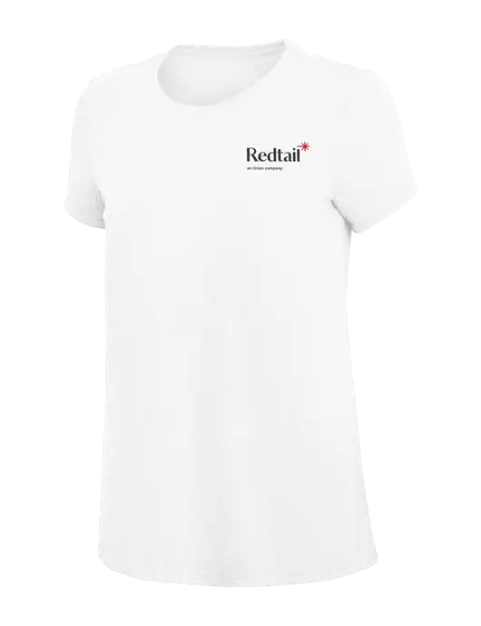 Womens Simply Soft White 4.5oz Poly/Combed Ring Spun Cotton T-Shirt
 w/Redtail Logo