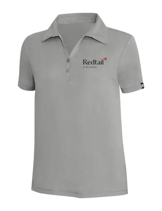 TravisMathew Light Grey Heather Womens Coto Performance Polo w/Redtail Logo