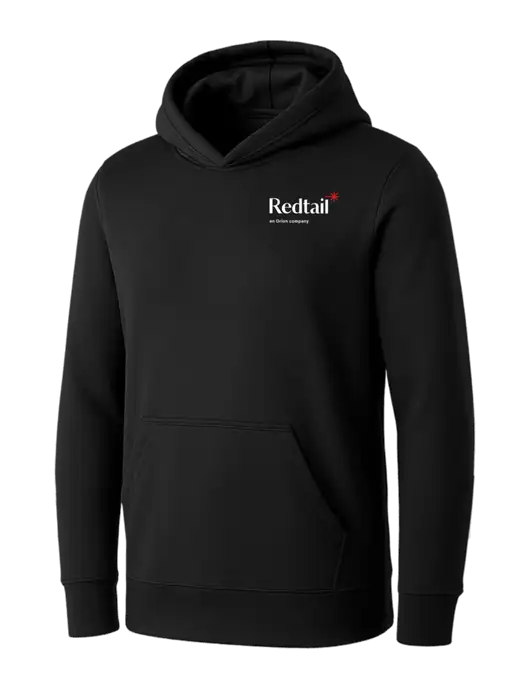 Womens Black Core Fleece Pullover Hooded Sweatshirt w/Redtail Logo