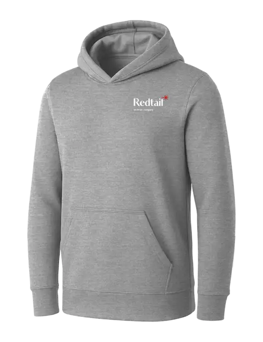Womens Light Grey Heather Core Fleece Pullover Hooded Sweatshirt w/Redtail Logo