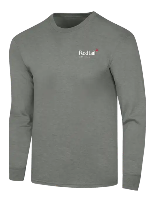 Simply Soft Long Sleeve Heathered Charcoal 4.5 oz, Poly/Combed Ring Spun Cotton T-Shirt w/Redtail Logo