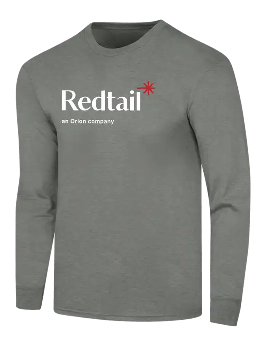 Simply Soft Long Sleeve Heathered Charcoal 4.5 oz, Poly/Combed Ring Spun Cotton T-Shirt w/Redtail Logo