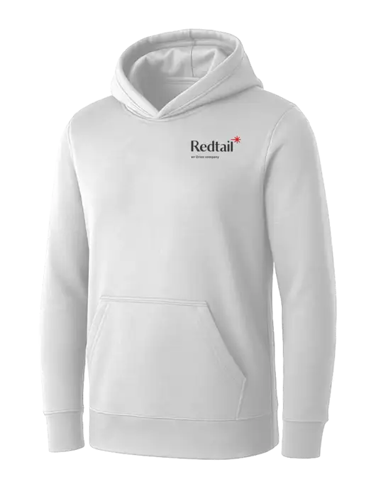 Womens White Core Fleece Pullover Hooded Sweatshirt w/Redtail Logo