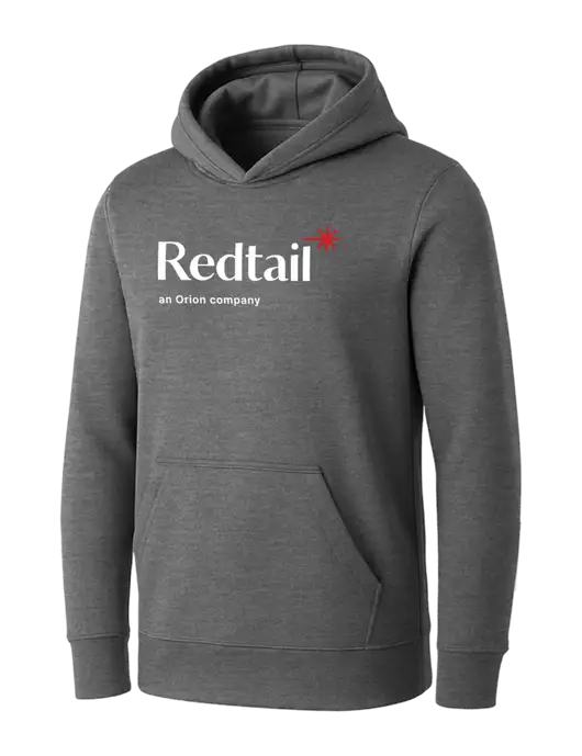 Womens Medium Grey Heather Core Fleece Pullover Hooded Sweatshirt w/Redtail Logo