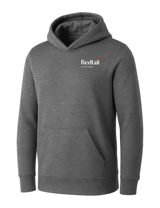 Womens Medium Grey Heather Core Fleece Pullover Hooded Sweatshirt w/Redtail Logo